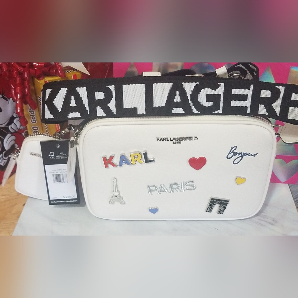 Karl Lagerfeld Paris White Crossbody Bag Purse NWT